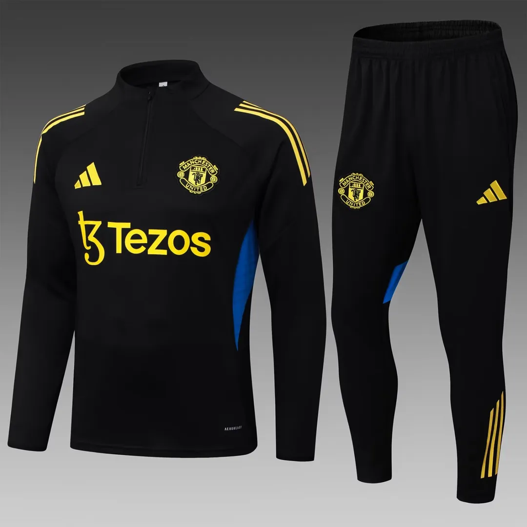Fato de Treino Manchester United com Meio Fecho 2025/26 Preto