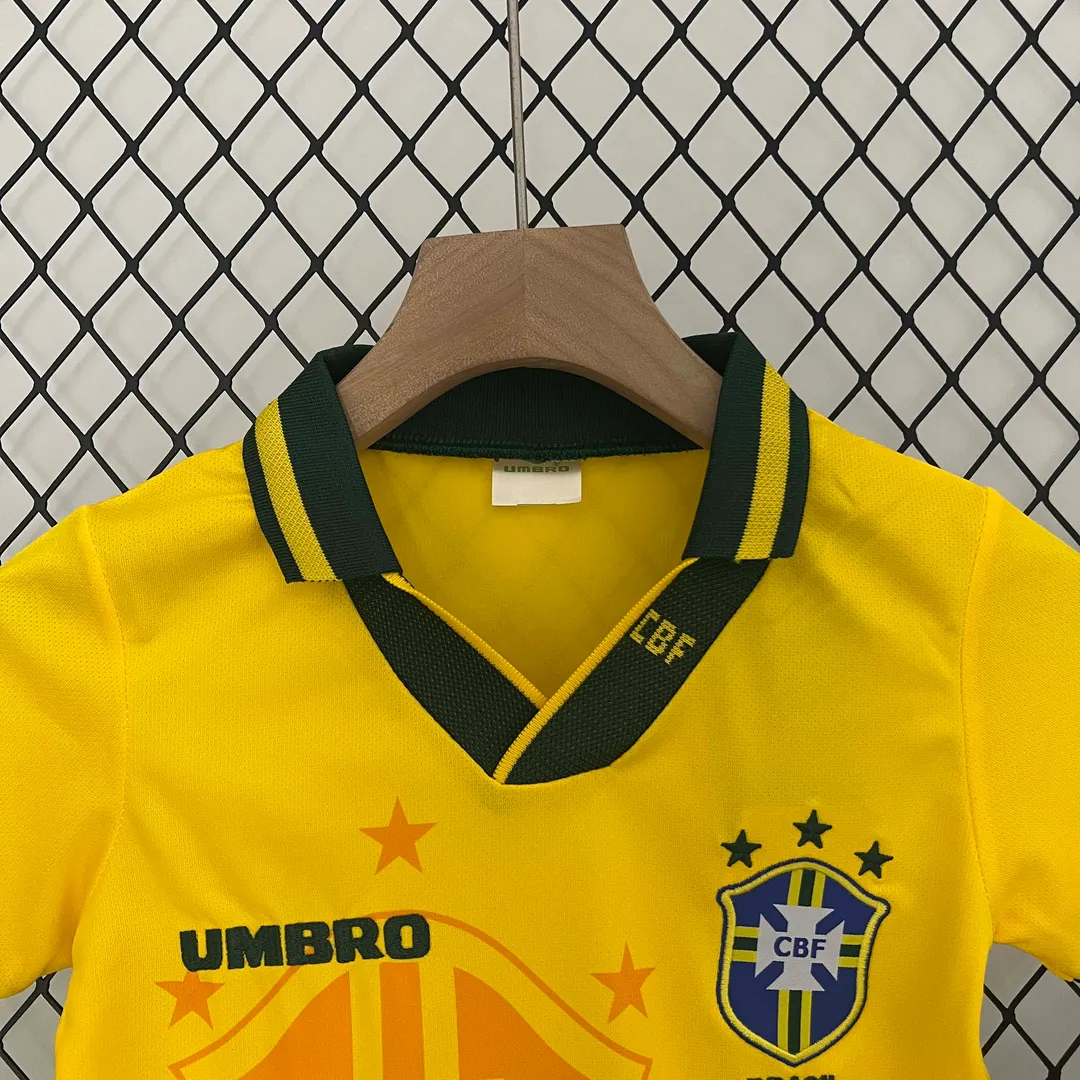 1994 Retro Brazil Home Shirt Kids Size--2