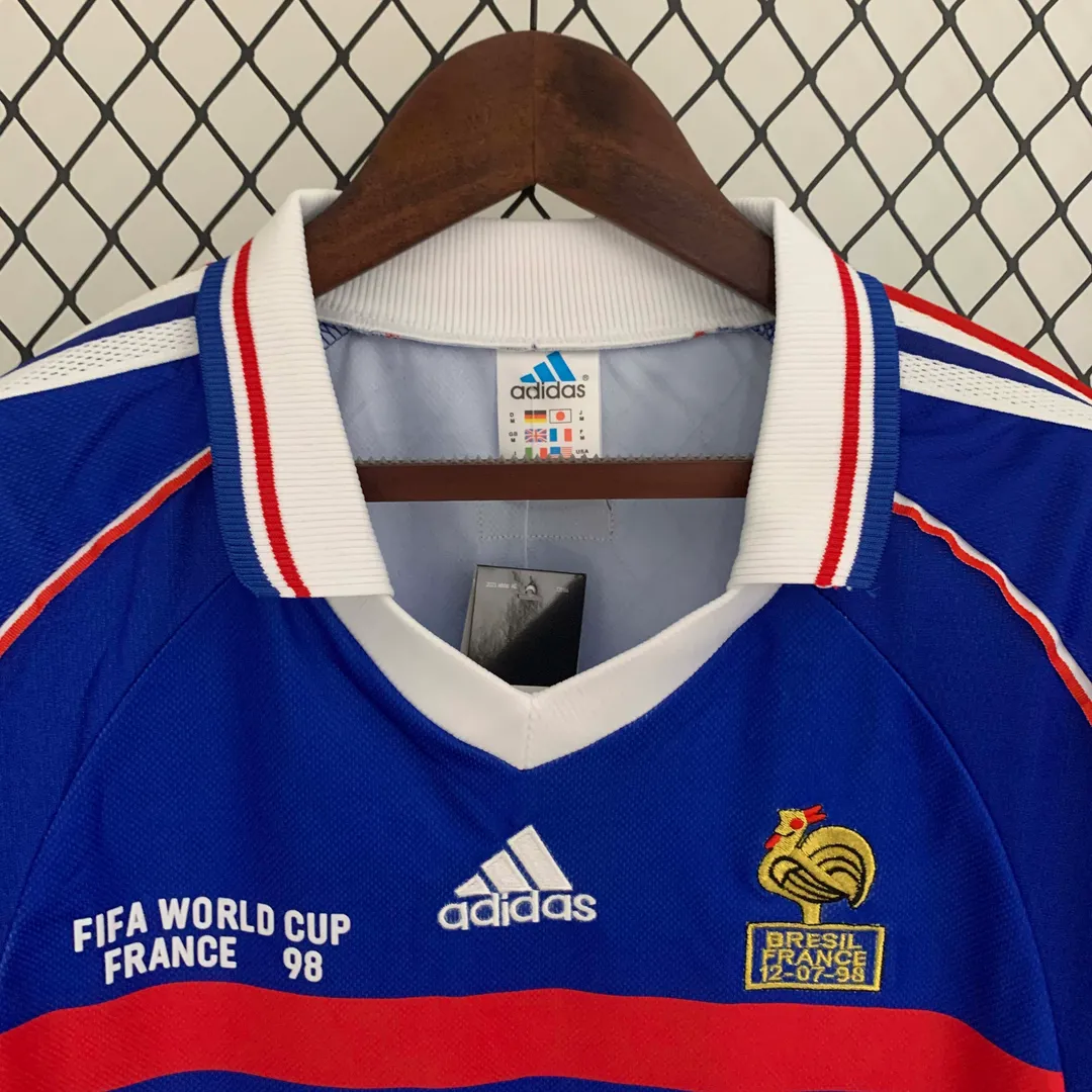 1998 Retro Long Sleeve France Home Shirt--2