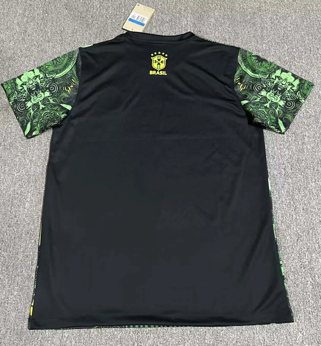 2025 Brazil Special Edition Jesus Black Green Shirt--1