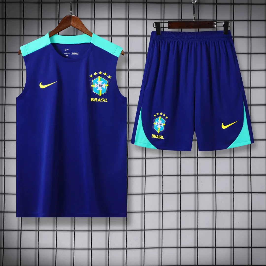 Ensemble Training Brésil Sans Manches 2024 Bleu