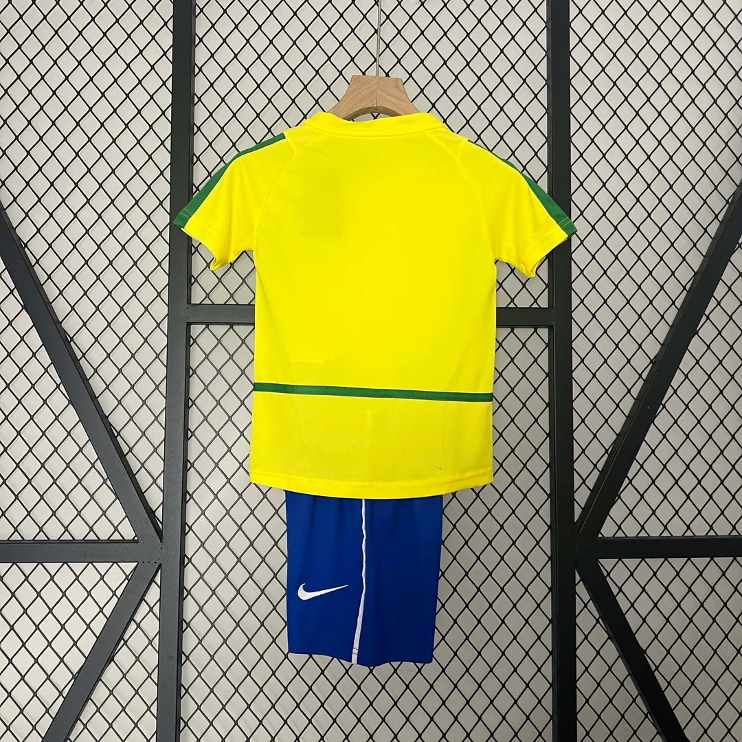Maillot Kit Enfant Retro Brésil Domicile 2002--1