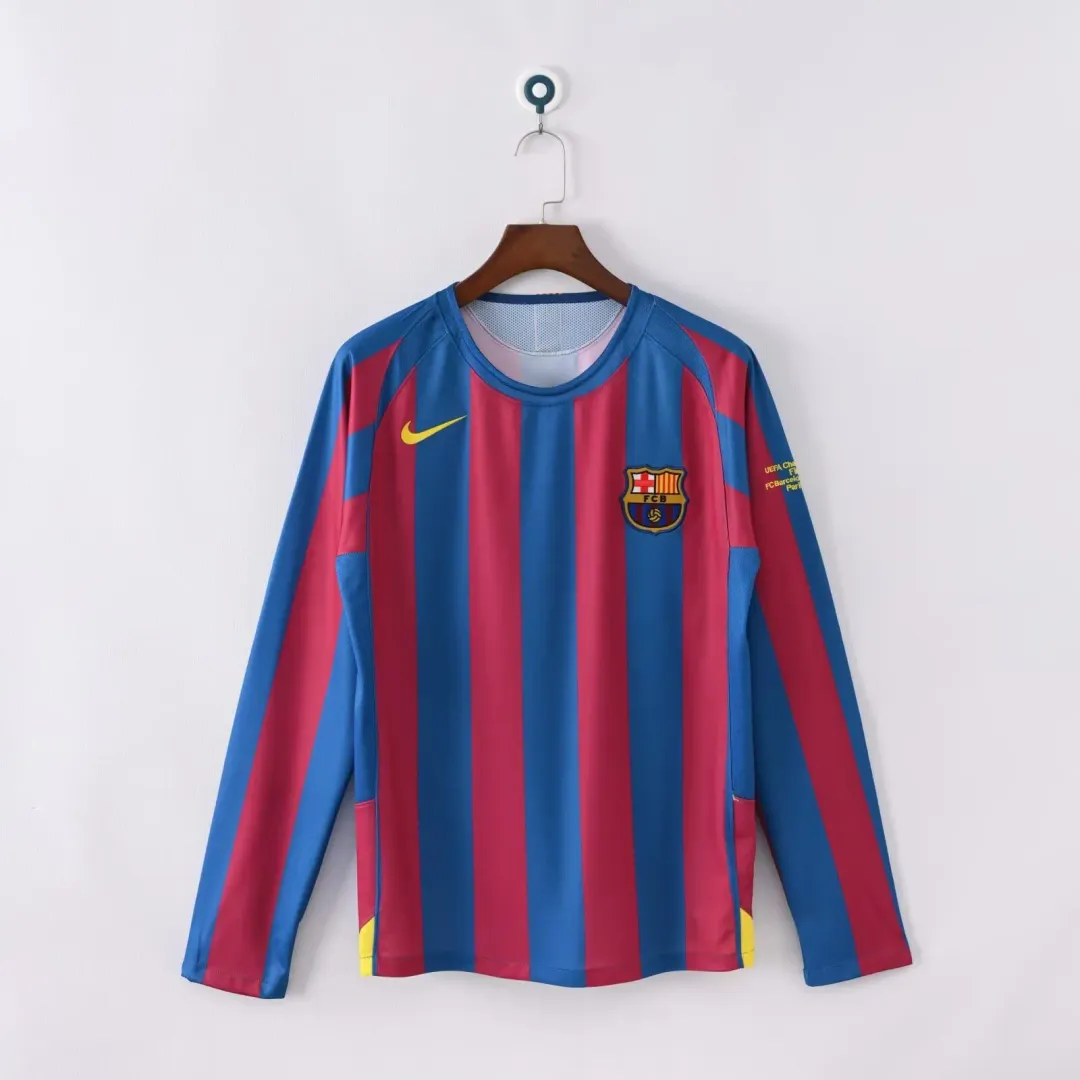 2005/2006 Retro Long Sleeve Barcelona Home Shirt UEFA Champions League