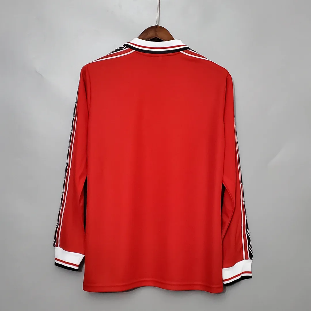 1998-1999 Retro Long Sleeve Manchester United Home Shirt--1