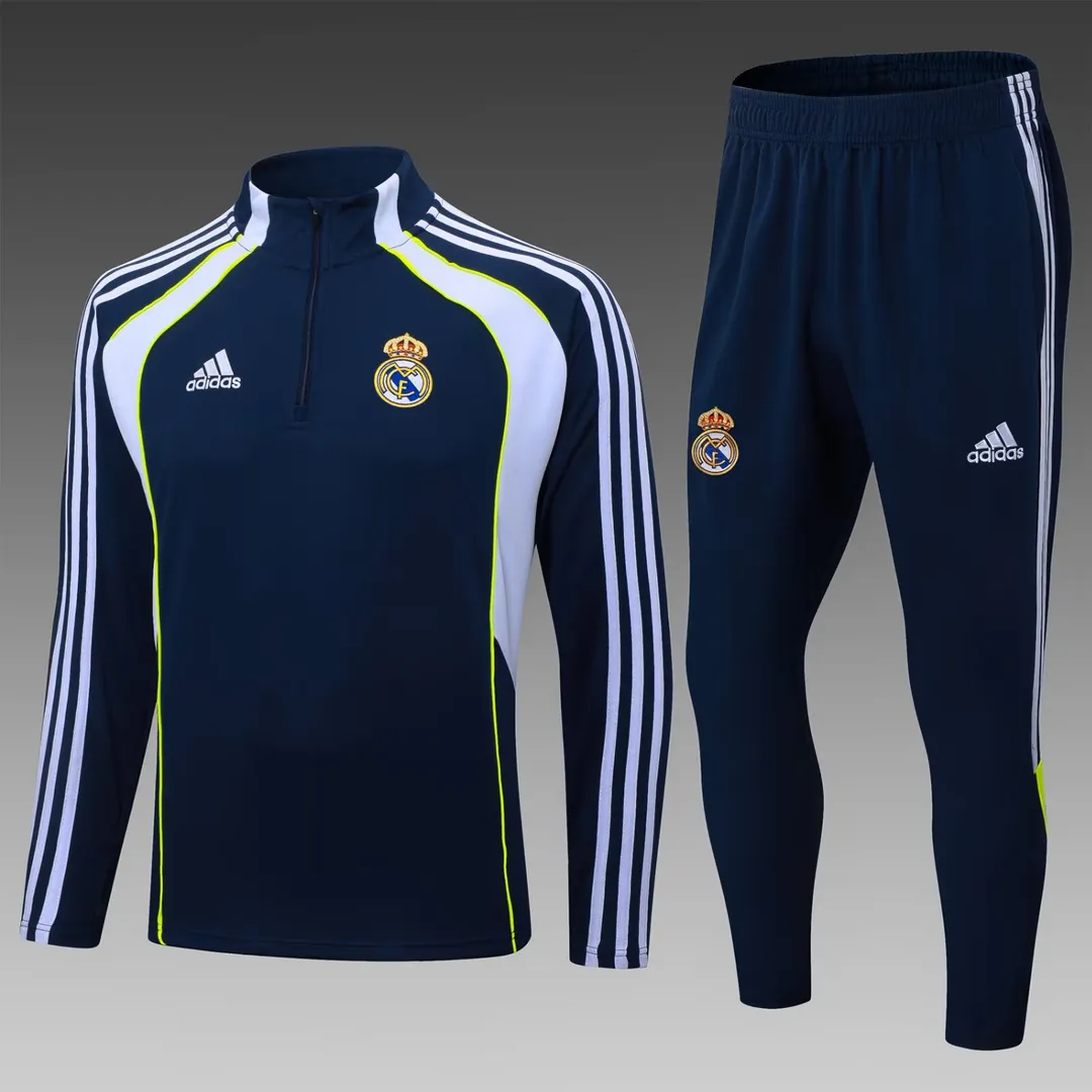 2025/2026 Real Madrid Half-Pull Training Suit Royal Blue Shirt Set