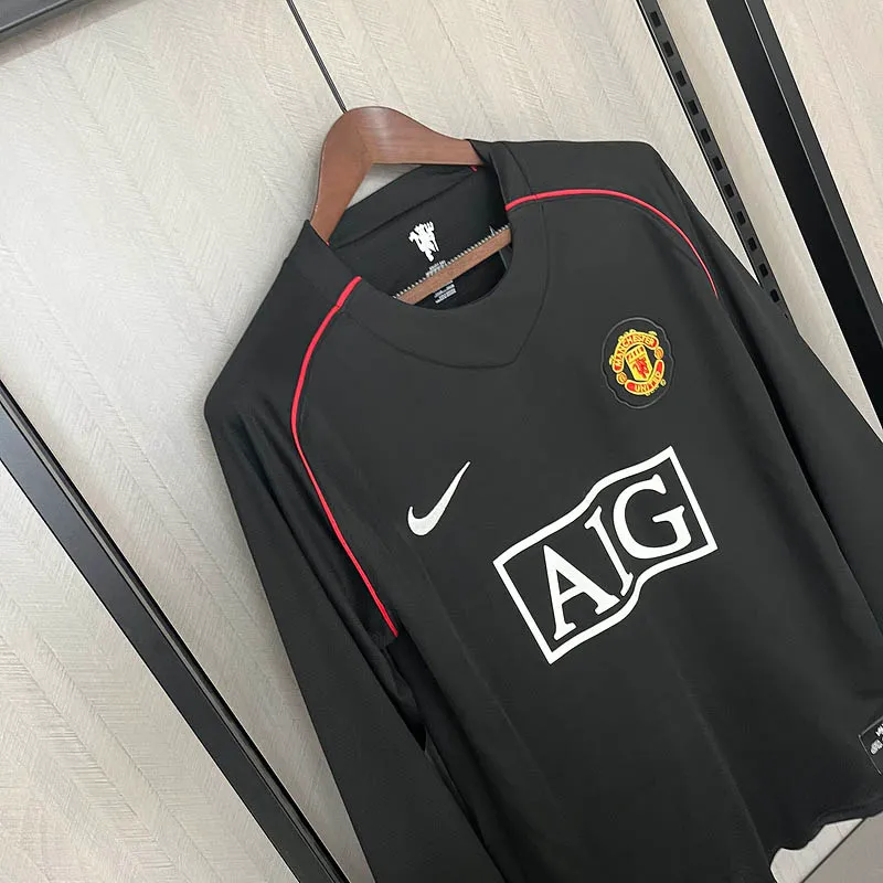 Camiseta Retro Manchester United Tercera Equipación 2007/08 Manga Larga--3