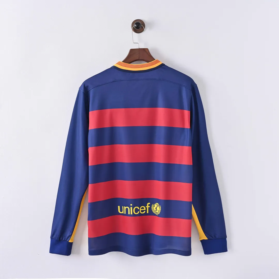 Maillot Retro Barcelone Domicile 2015/16 Manches Longues--1