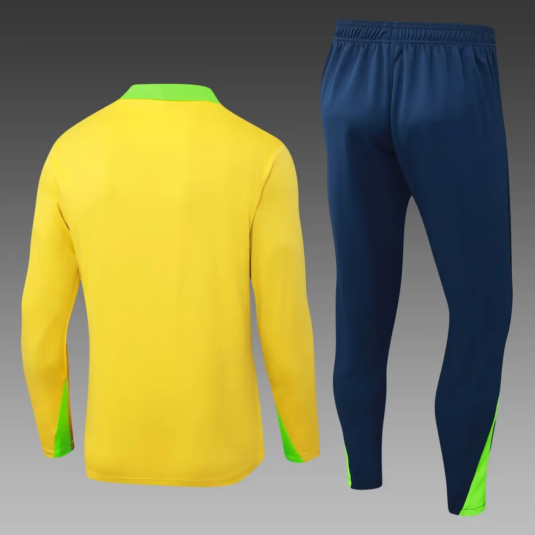 2025 Brazil Half-Pull Training Suit Yellow Shirt Set--1