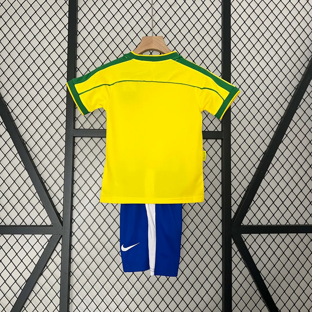 1998 Retro Brazil Home Shirt Kids Size--1