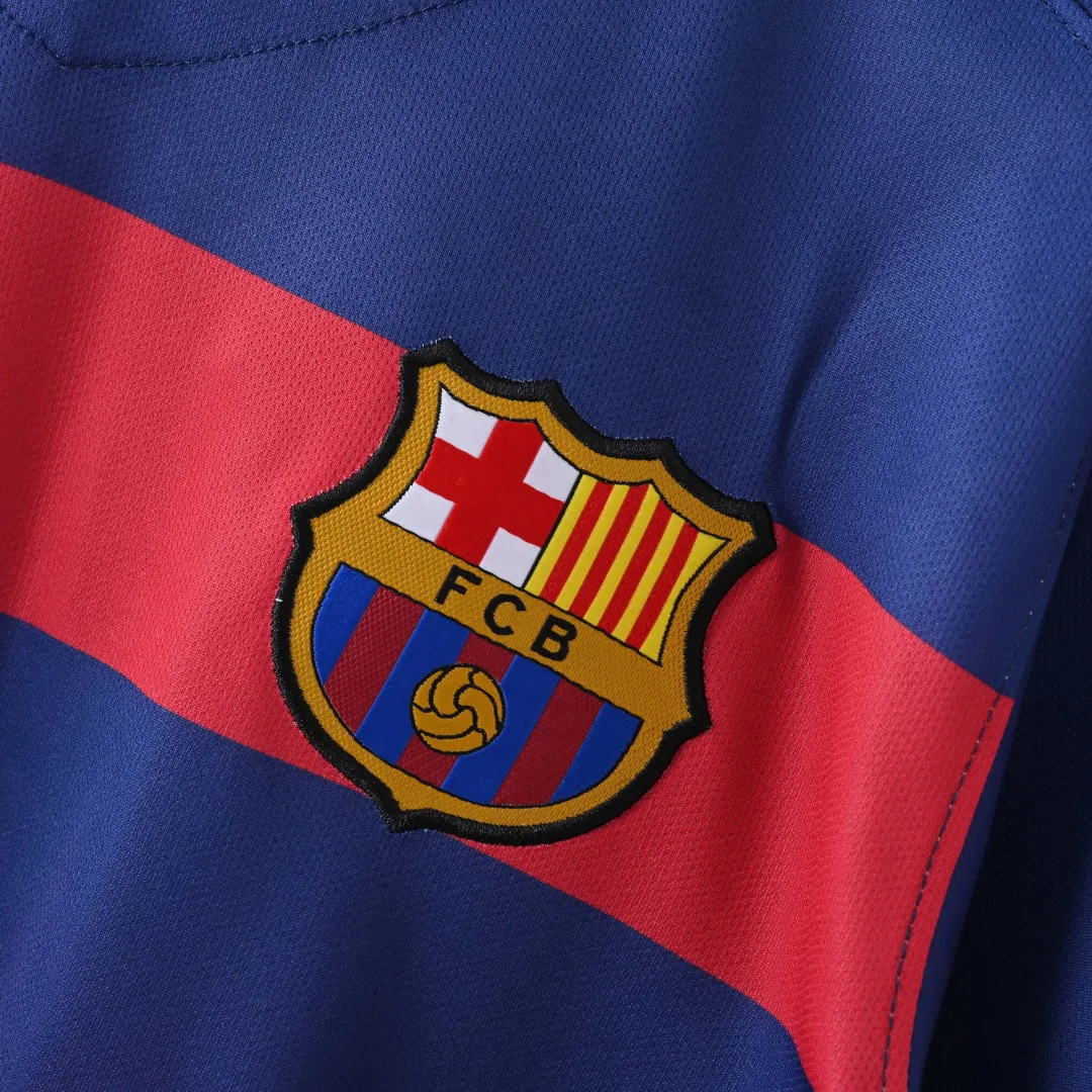 Maillot Retro Barcelone Domicile 2015/16 Manches Longues--4