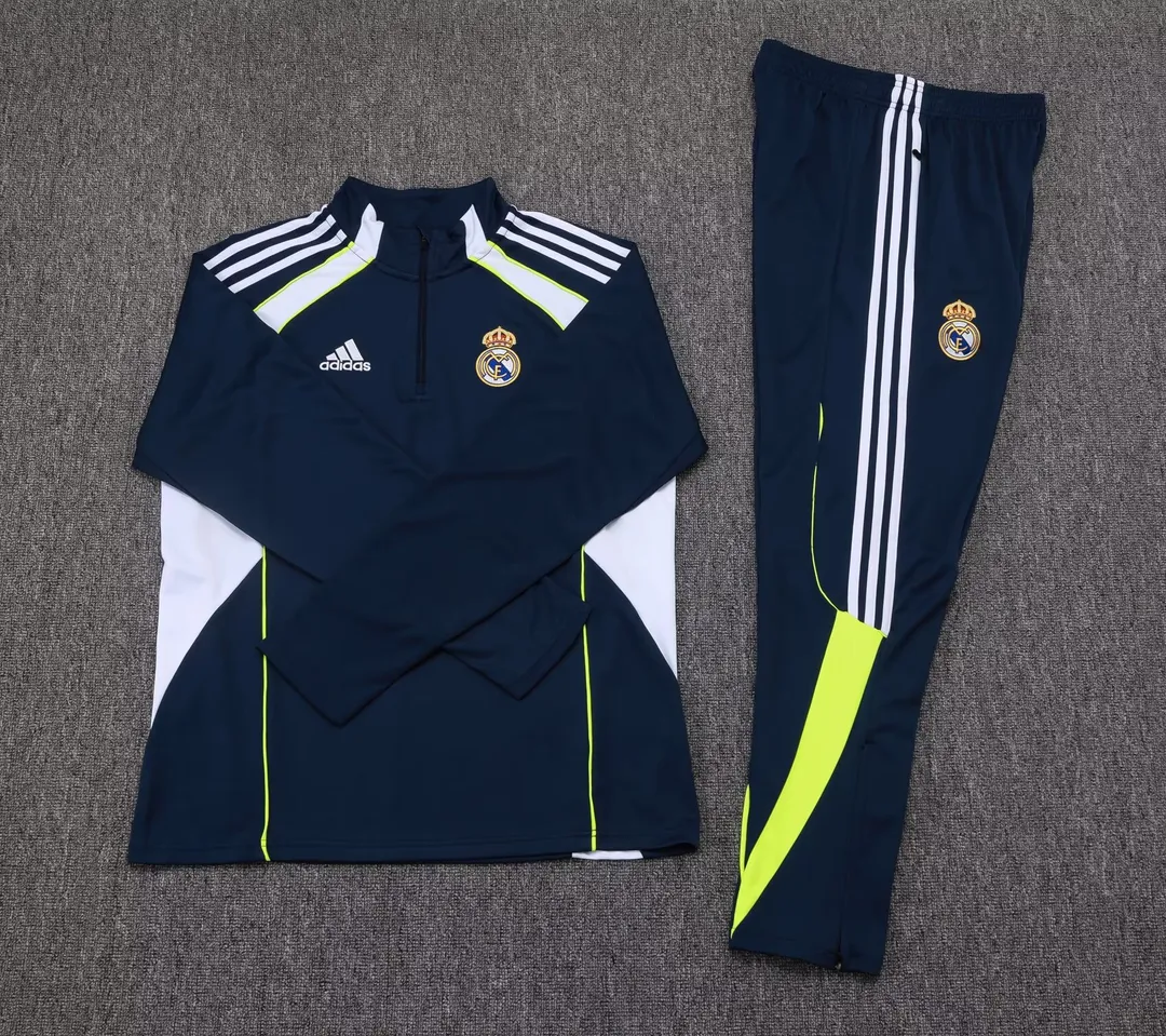 2025/2026 Real Madrid Half-Pull Training Suit Royal Blue Shirt Set--6