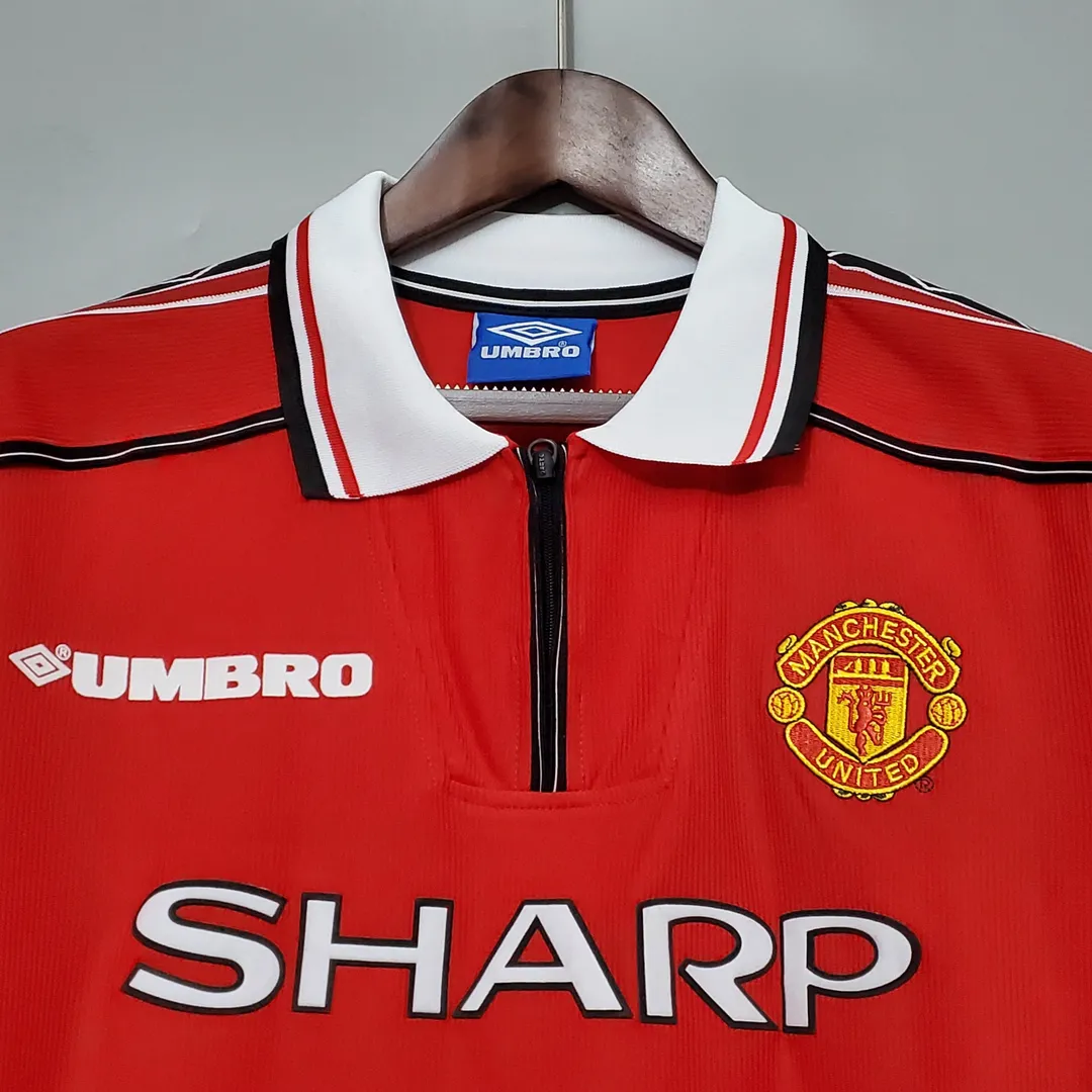1998-1999 Retro Long Sleeve Manchester United Home Shirt--2