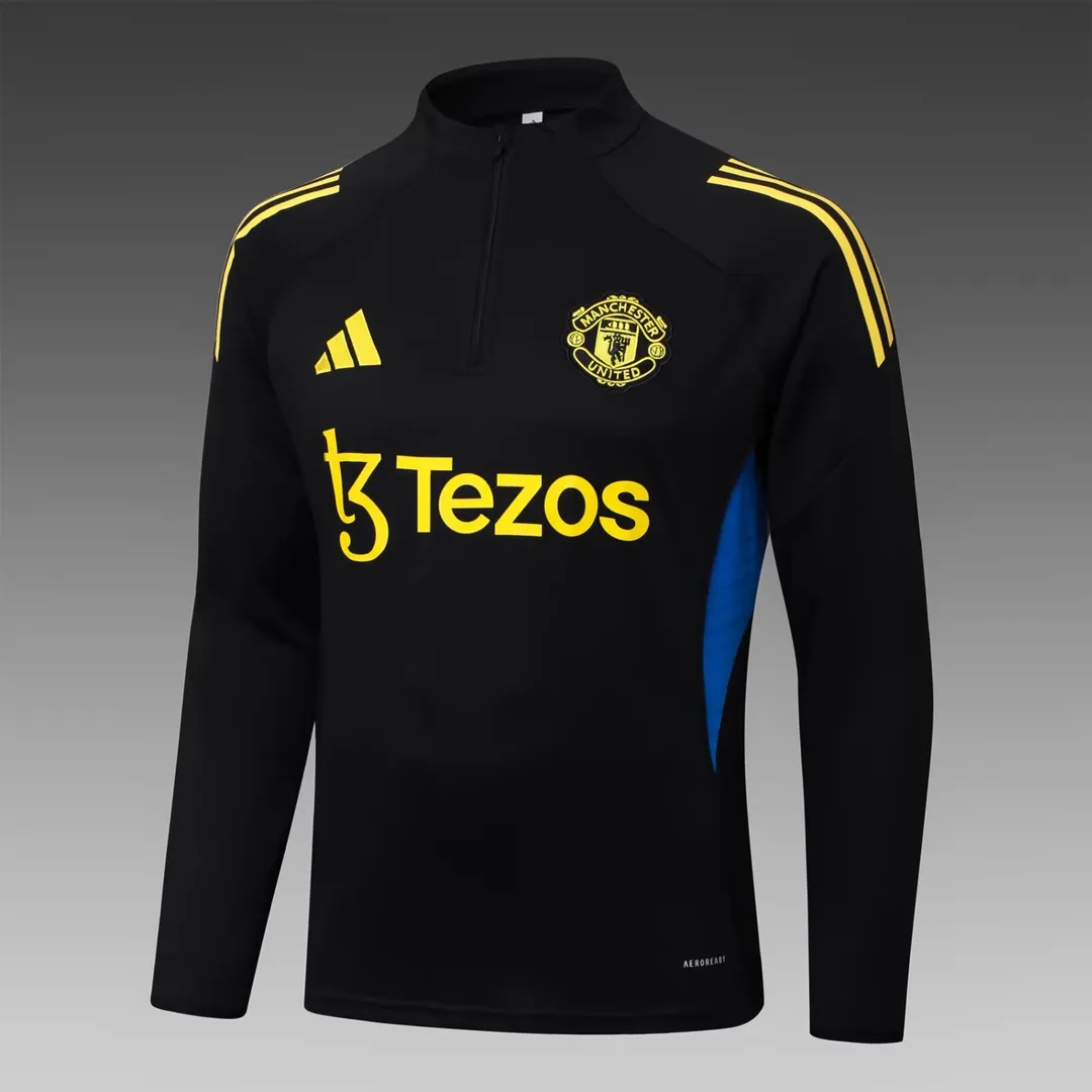 Fato de Treino Manchester United com Meio Fecho 2025/26 Preto--2