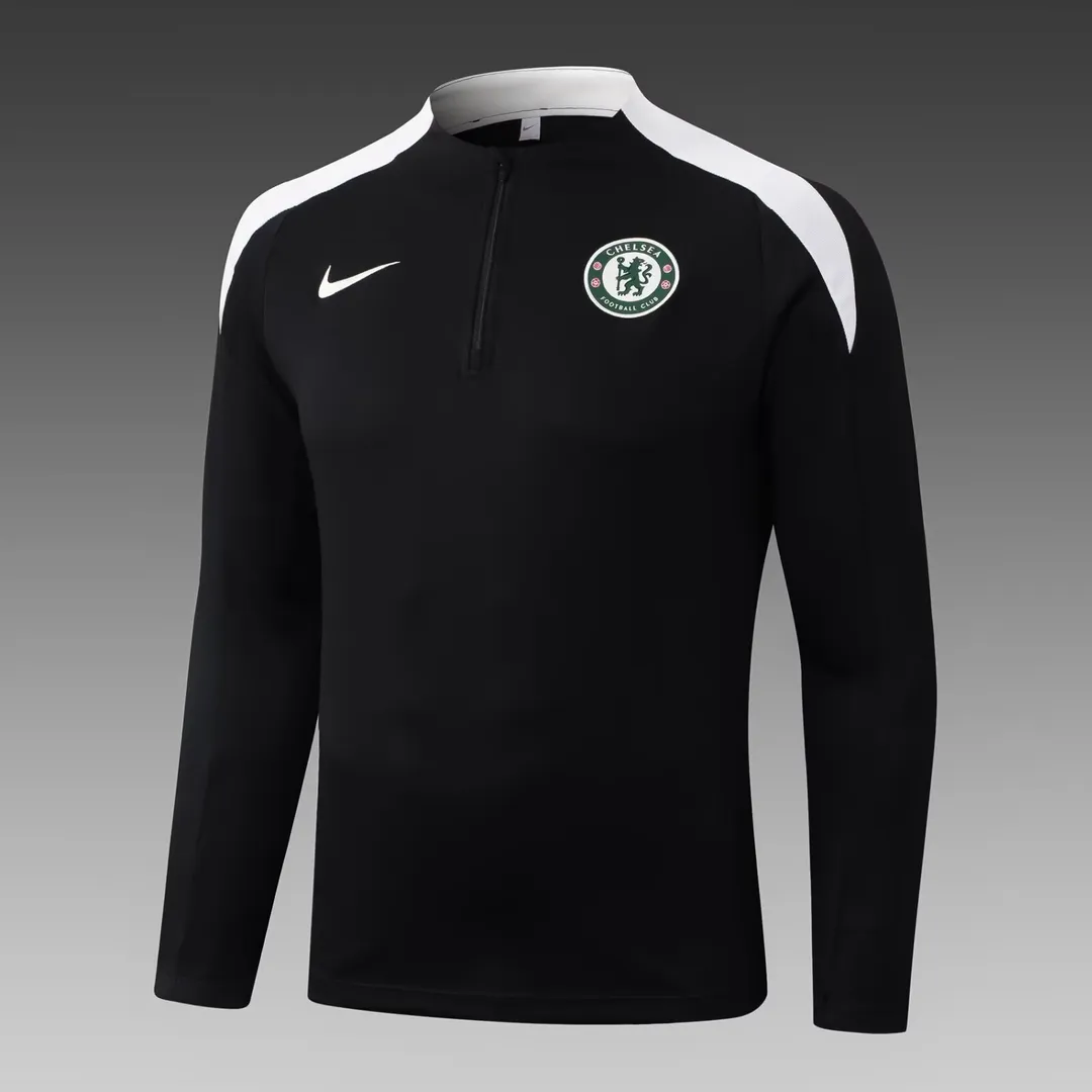Fato de Treino Chelsea com Meio Fecho 2025/26 Preto--2