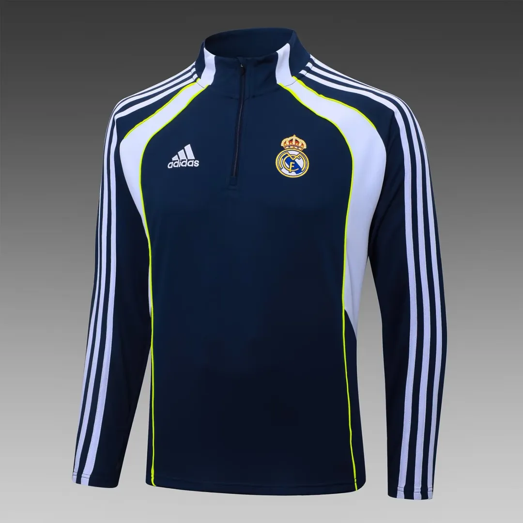 2025/2026 Real Madrid Half-Pull Training Suit Royal Blue Shirt Set--2