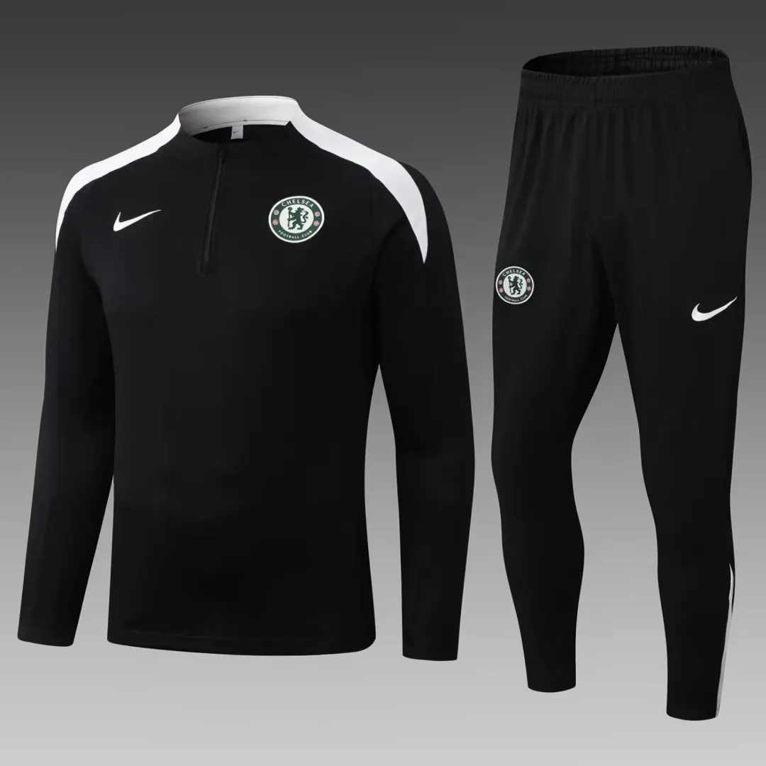 Fato de Treino Chelsea com Meio Fecho 2025/26 Preto