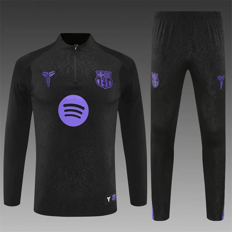 2025/2026 Barcelona Half-Pull Training Suit Collaboration Black Jersey Set