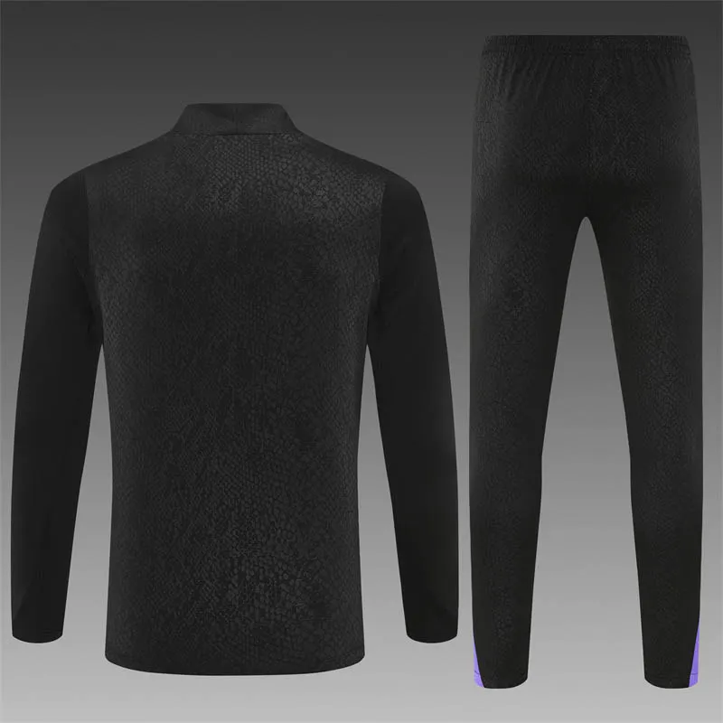 2025/2026 Barcelona Half-Pull Training Suit Collaboration Black Jersey Set--1