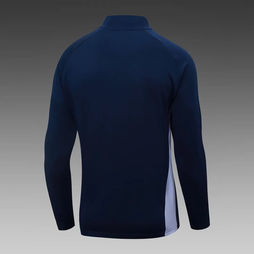 2025/2026 Real Madrid Half-Pull Training Suit Royal Blue Shirt Set--3