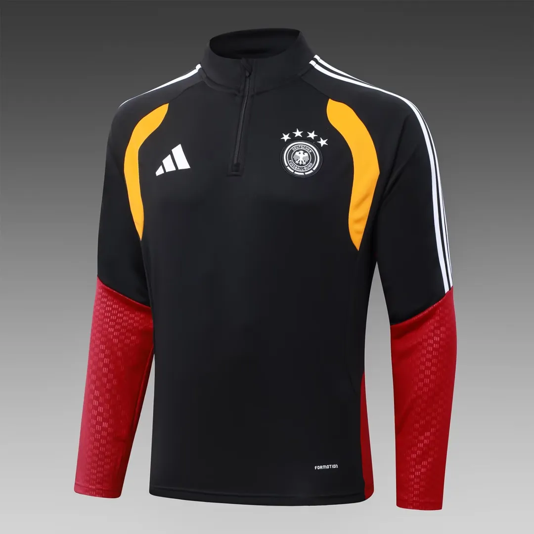 2026 Germany Half-Pull Training Suit Black Jersey Set--2
