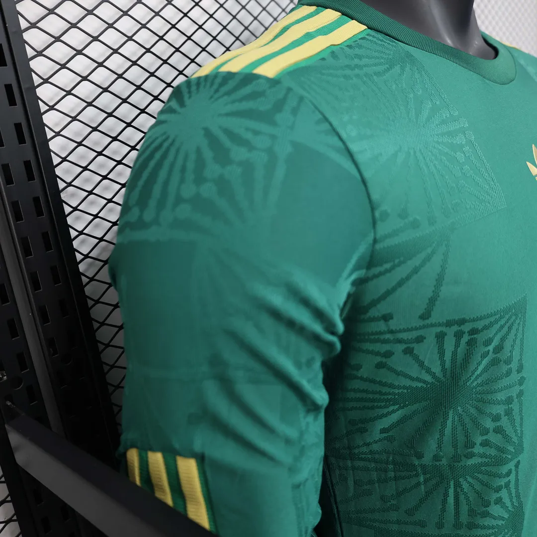 Maglia Messico Edizione Gold Cup 2025 Player Version Maniche Lunghe Verde--2