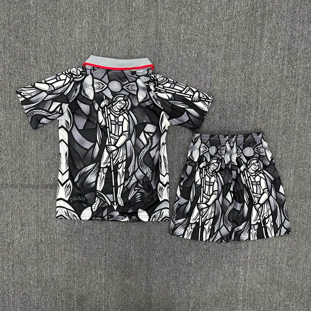 Maillot Kit Enfant Avant-Match Angleterre Édition Collaboration 2026 Col Polo Gris--1