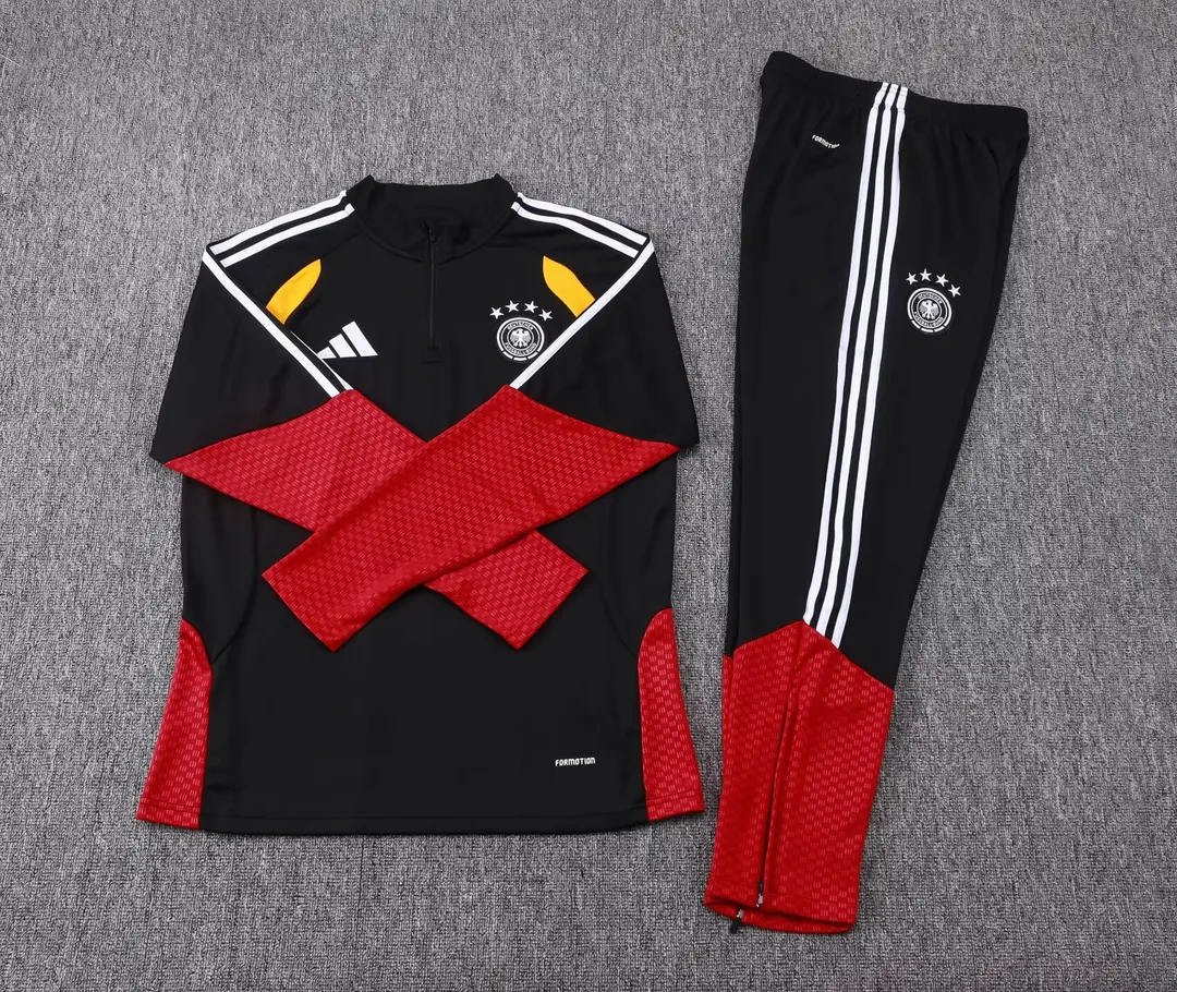 2026 Germany Half-Pull Training Suit Black Jersey Set--6