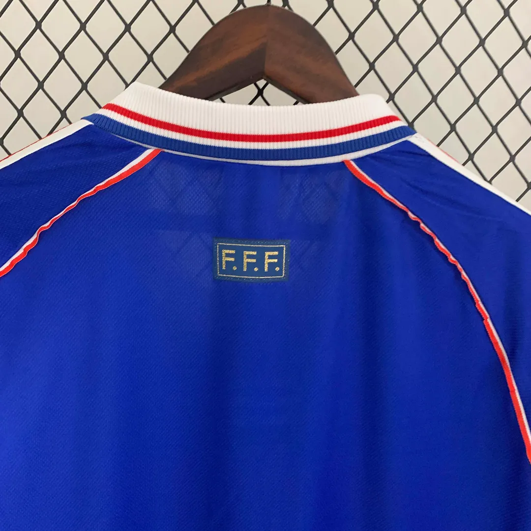 1998 Retro Long Sleeve France Home Shirt--3