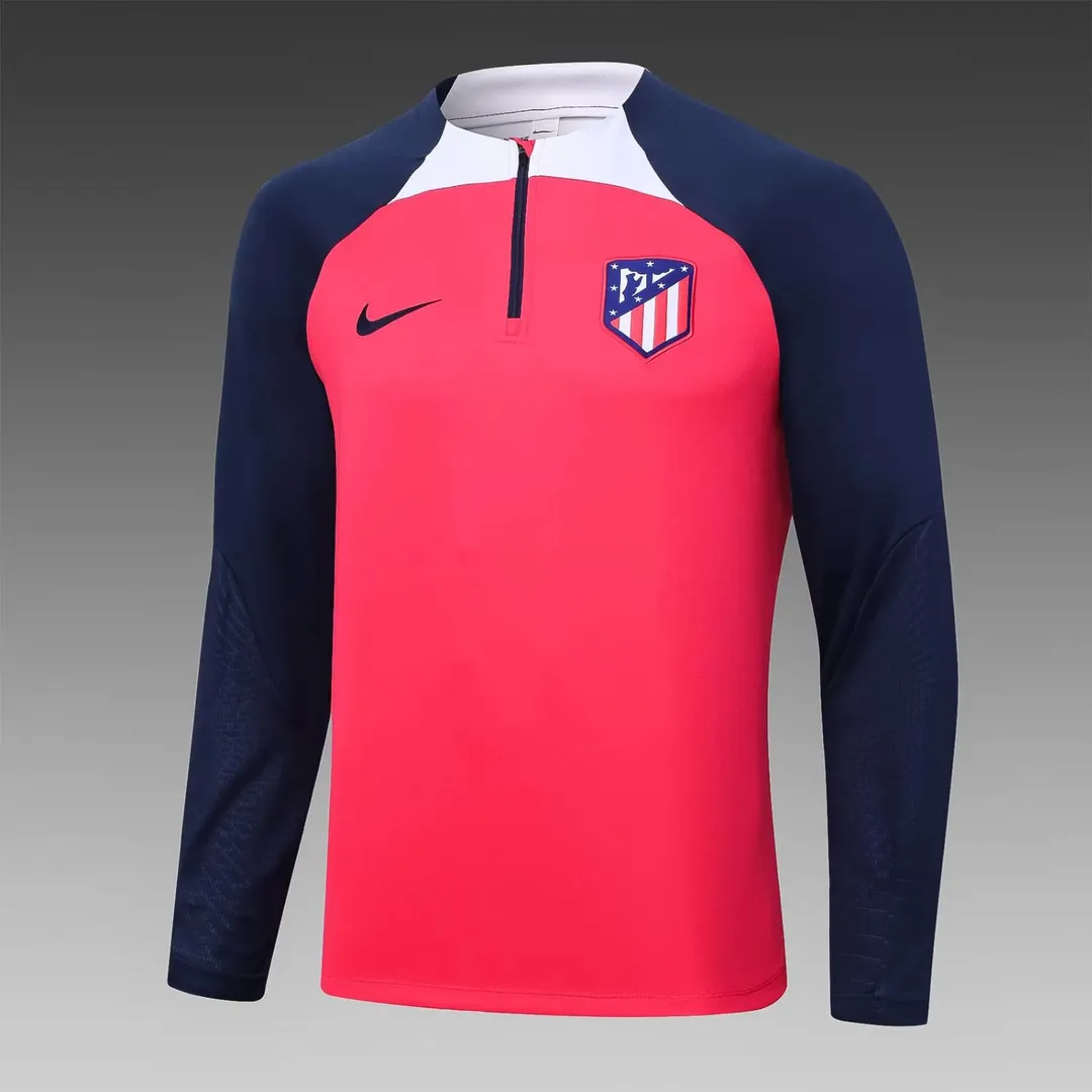 2023/2024 Atletico Madrid Half-Pull Training Suit Red Set--2