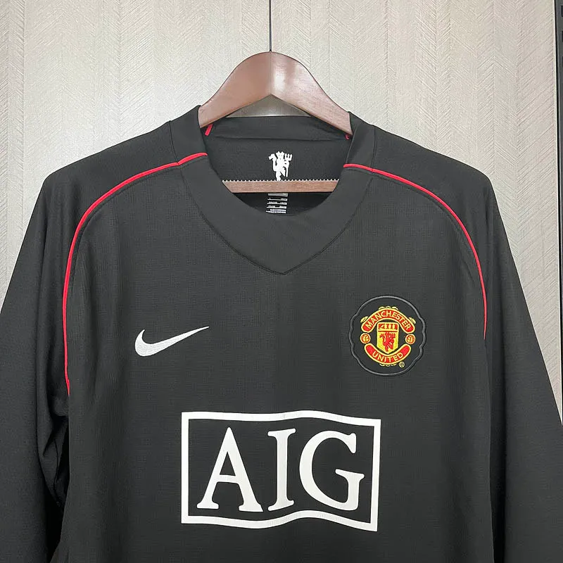 Camiseta Retro Manchester United Tercera Equipación 2007/08 Manga Larga--2
