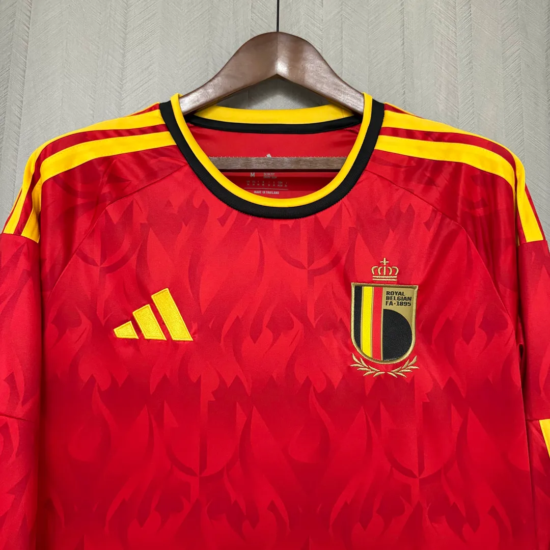 Koszulka Belgii domowa 2026 z długim rękawem--2