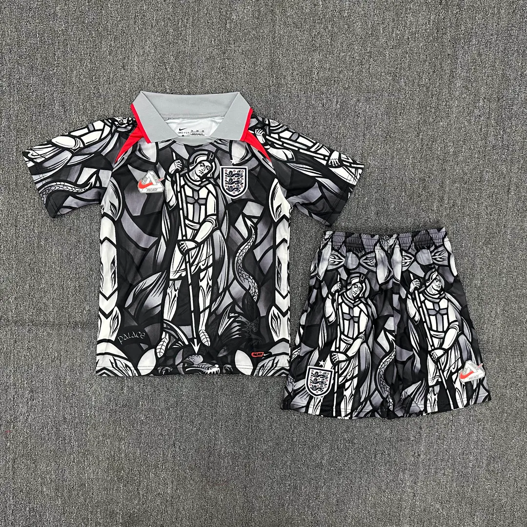 Maillot Kit Enfant Avant-Match Angleterre Édition Collaboration 2026 Col Polo Gris