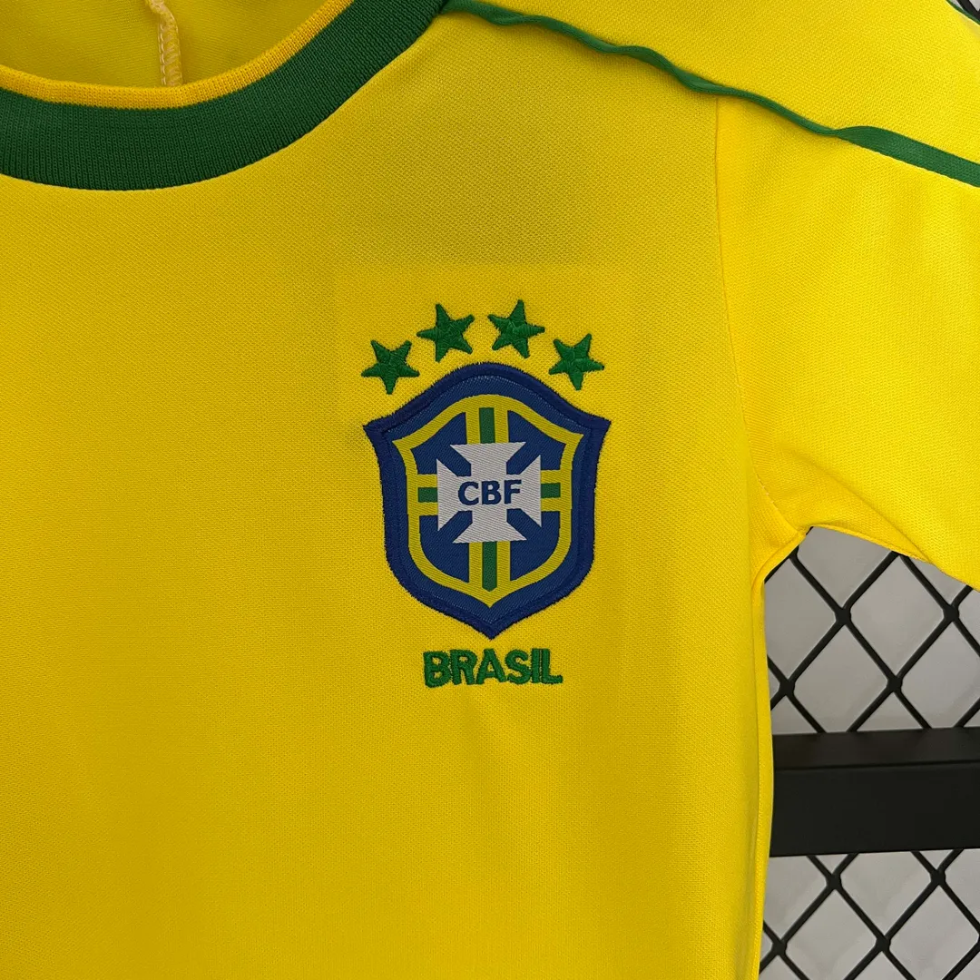 1998 Retro Brazil Home Shirt Kids Size--5