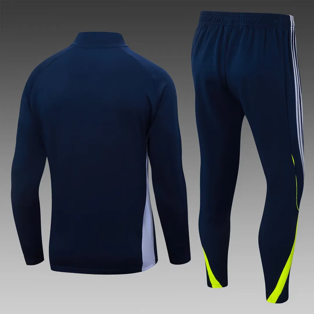 2025/2026 Real Madrid Half-Pull Training Suit Royal Blue Shirt Set--1