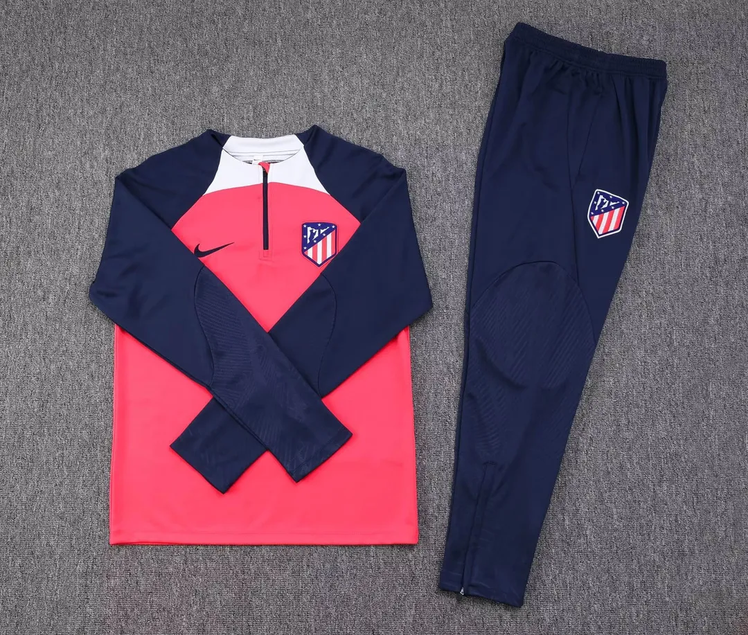 2023/2024 Atletico Madrid Half-Pull Training Suit Red Set--6
