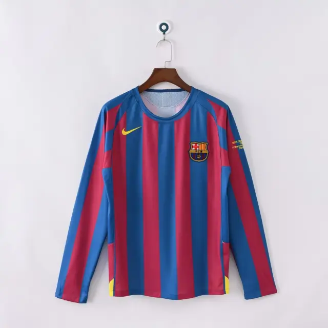 2005/2006 Retro Long Sleeve Barcelona Home Shirt UEFA Champions League