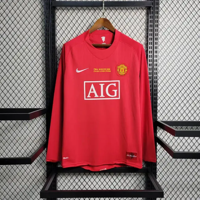 Maillot Retro Manchester United Domicile 2007/08 Manches Longues