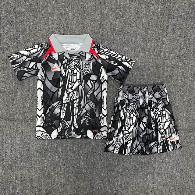 Maillot Kit Enfant Avant-Match Angleterre Édition Collaboration 2026 Col Polo Gris