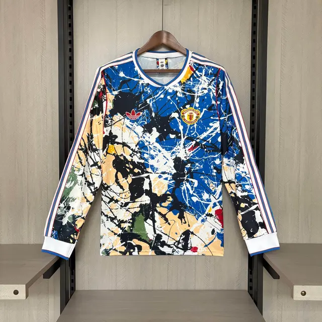 Maillot Manchester United Édition Collaboration Stone Roses 2025/26 Manches Longues Bleu